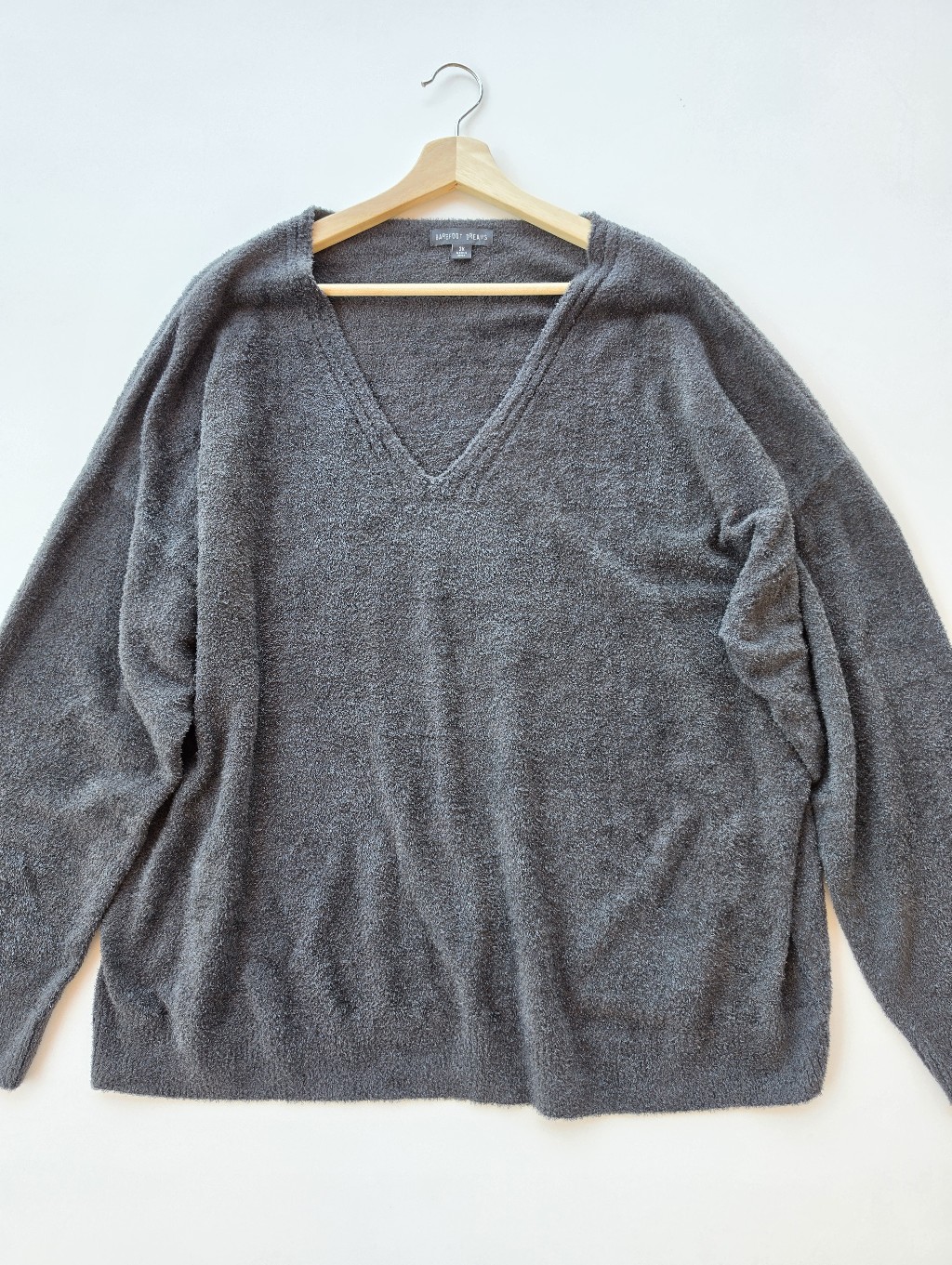 Barefoot Dream Cozychic Lite Knit Dark Grey Pullover V-Neck Sweater
